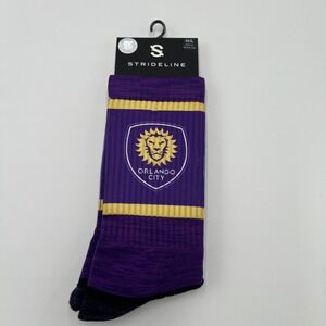 Strideline Orlando City SC MLS Premium Crew Socks Purple Gold Mens 8-12